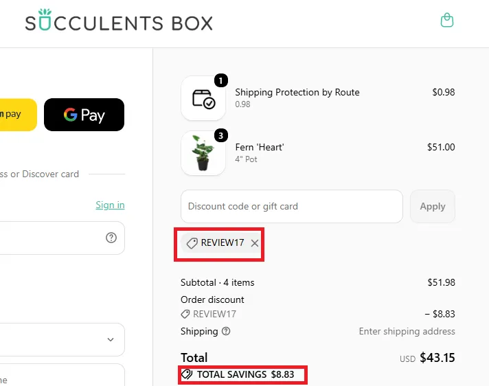 Succulentsbox 17% off discount coupon